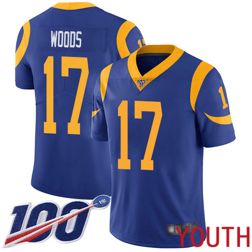 Los Angeles Rams Limited Royal Blue Youth Robert Woods Alternate Jersey NFL Football #17 100th Season Vapor Untouchable
